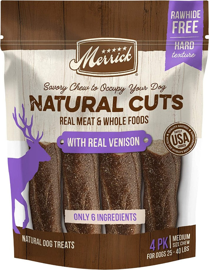 Merrick Natural Cut Venison Chew Treats Medium - 4 count-