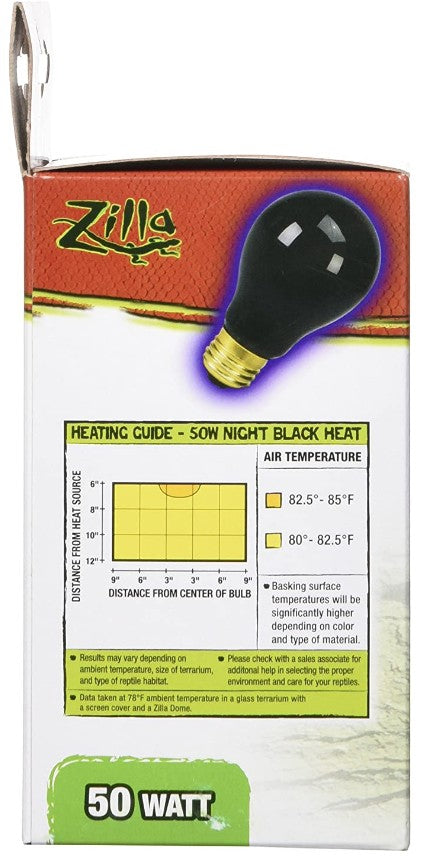 Zilla Night Time Black Light Incandescent Heat Bulb - 50 Watts-