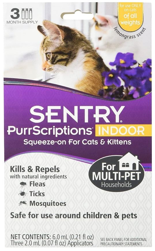 Sentry PurrScriptions Indoor Squeeze-On for Cats & Kittens - 3 Count 0.21oz-