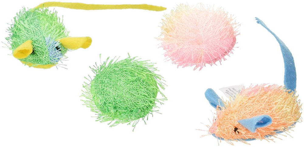 Spot Spotnips Stringy Mice & Balls Catnip Toy - 4 Pack-