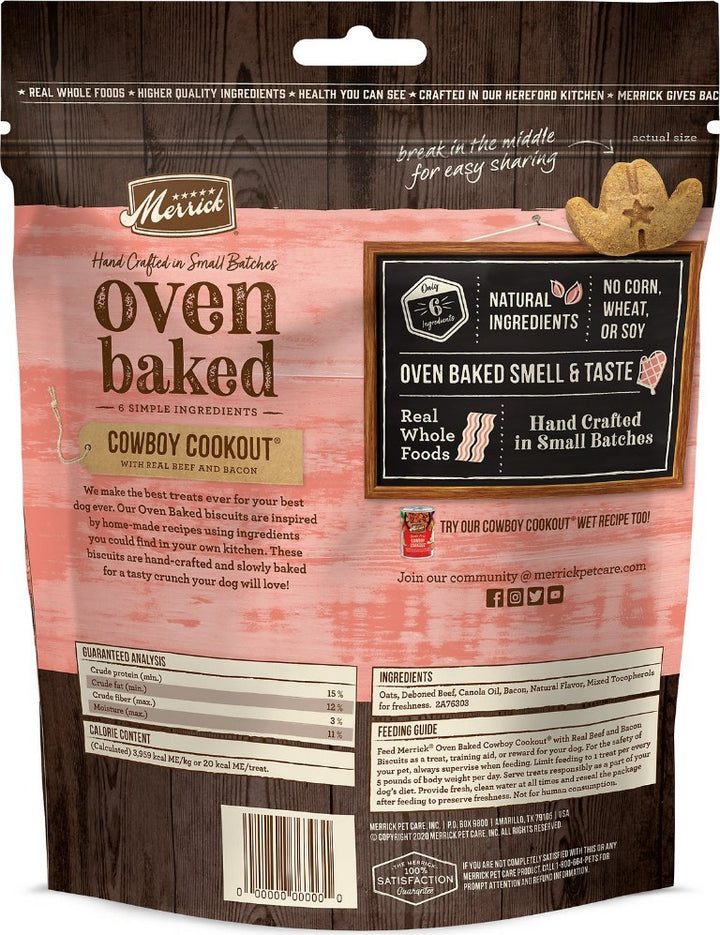 Merrick Oven Baked Cowboy Cookout Real Beef & Bacon Dog Treats - 11 oz-