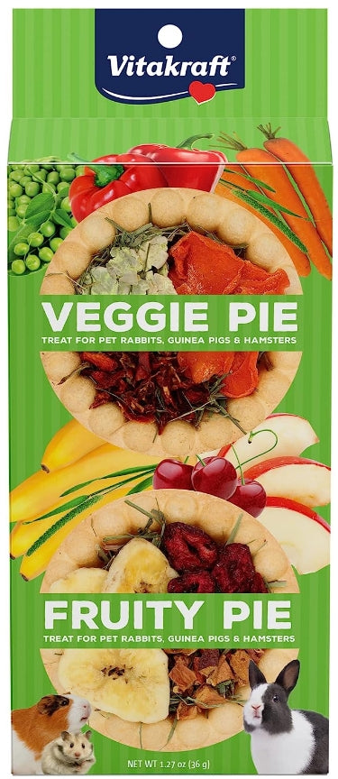 Vitakraft Veggie and Fruity Pie Treat for Rabbits, Guinea Pigs, and Hamsters - 2 count-