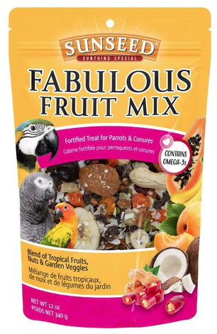 Sunseed Fabulous Fruit Mix Fortified Treat for Parrots and Conures-12 oz-