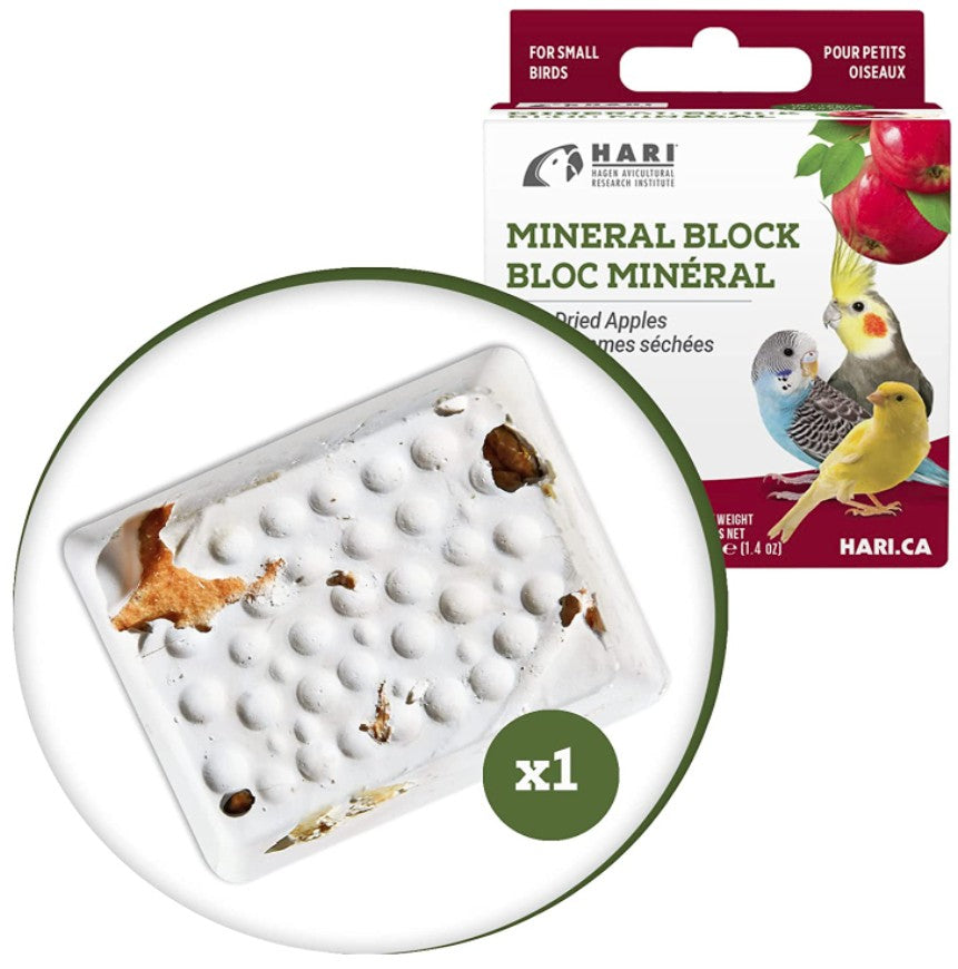 HARI Dried Apple Mineral Block for Small Birds - 1.4 oz-