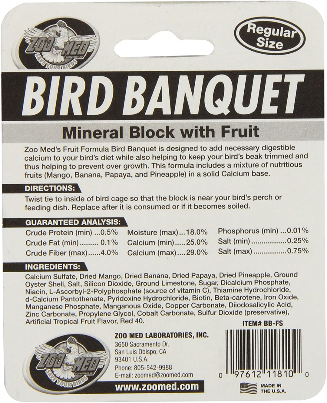 Zoo Med Bird Banquet Block Fruit Formula Small - 1 count-