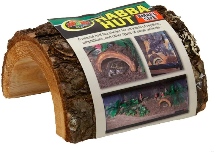 Zoo Med Habba Hut Natural Half Log with Bark Shelter - Small (3.25"L x 4.5"W x 2"H)-