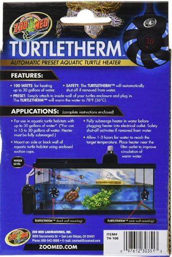 Zoo Med Turtletherm Automatic Preset Aquatic Turtle Heater - 100 Watt (Up to 30 Gallons)-