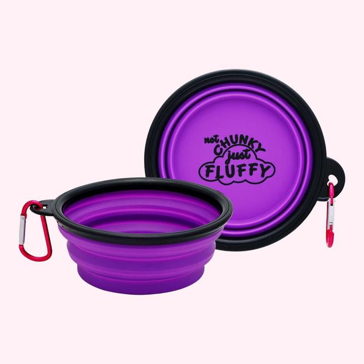 "Not Chunky Just Fluffy" Purple Dog Bowl-1-