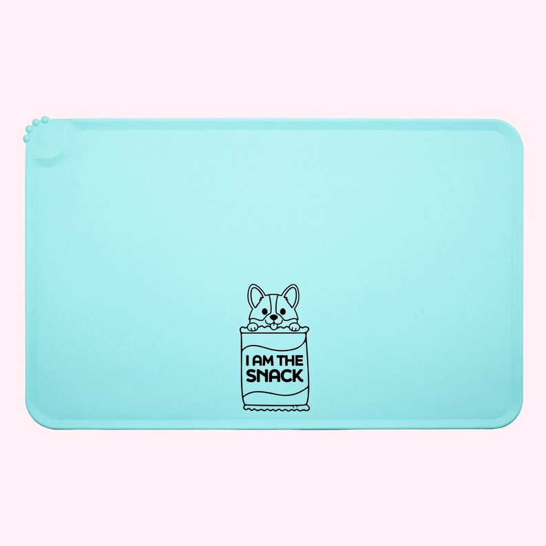 "I Am The Snack" Aqua Dog Food Mat-1-