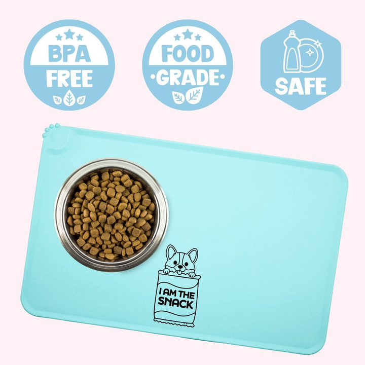 "I Am The Snack" Aqua Dog Food Mat-1-