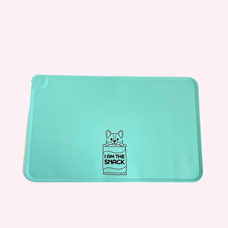 "I Am The Snack" Aqua Dog Food Mat-1-