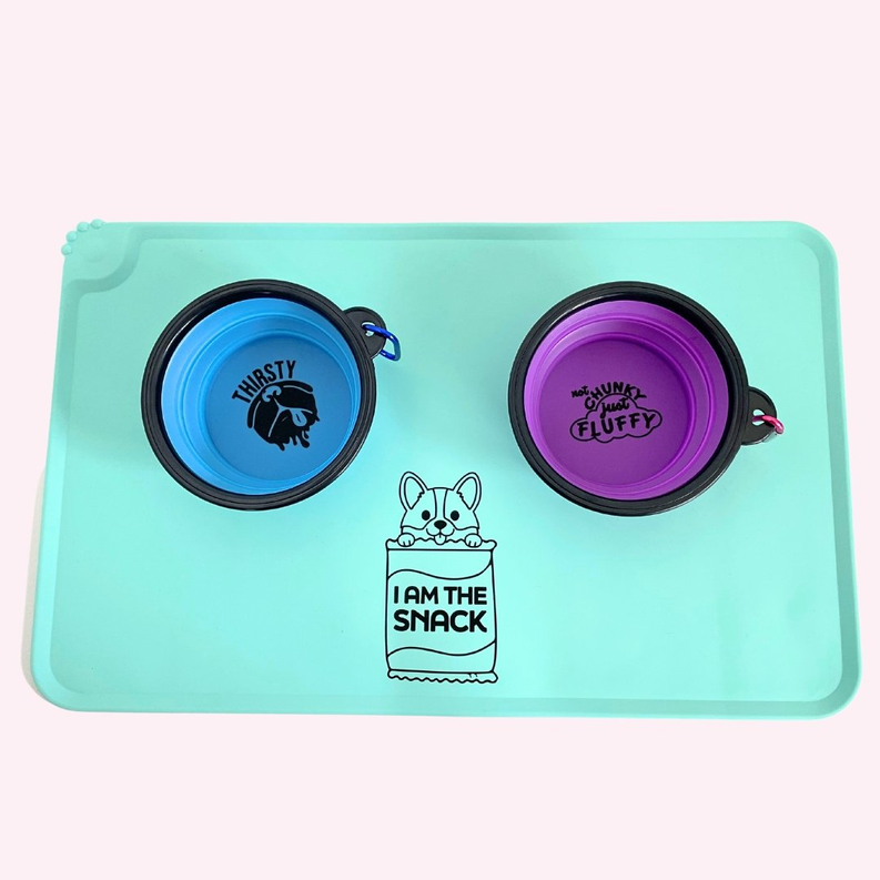 "I Am The Snack" Aqua Dog Food Mat-1-