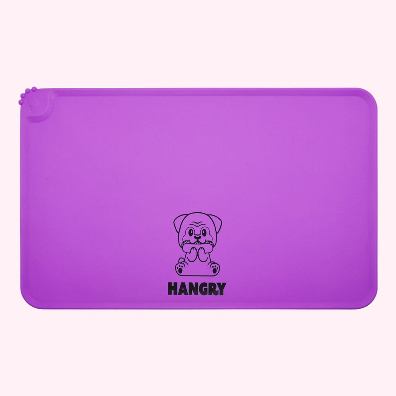 "Hangry" Purple Dog Food Mat-1-