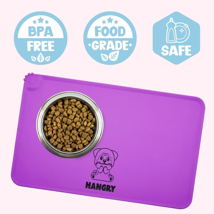 "Hangry" Purple Dog Food Mat-1-