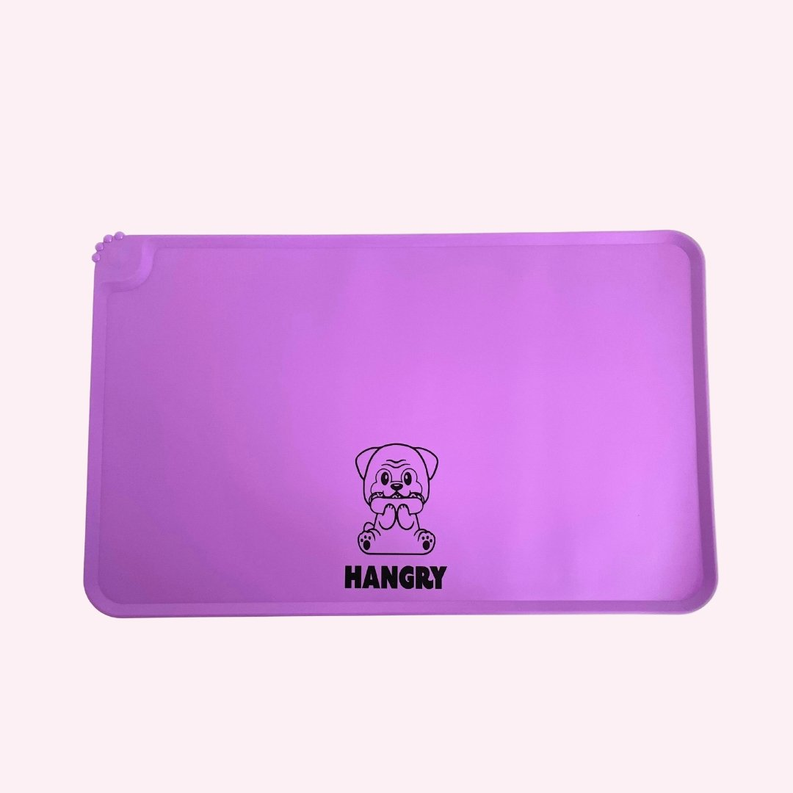 "Hangry" Purple Dog Food Mat-1-